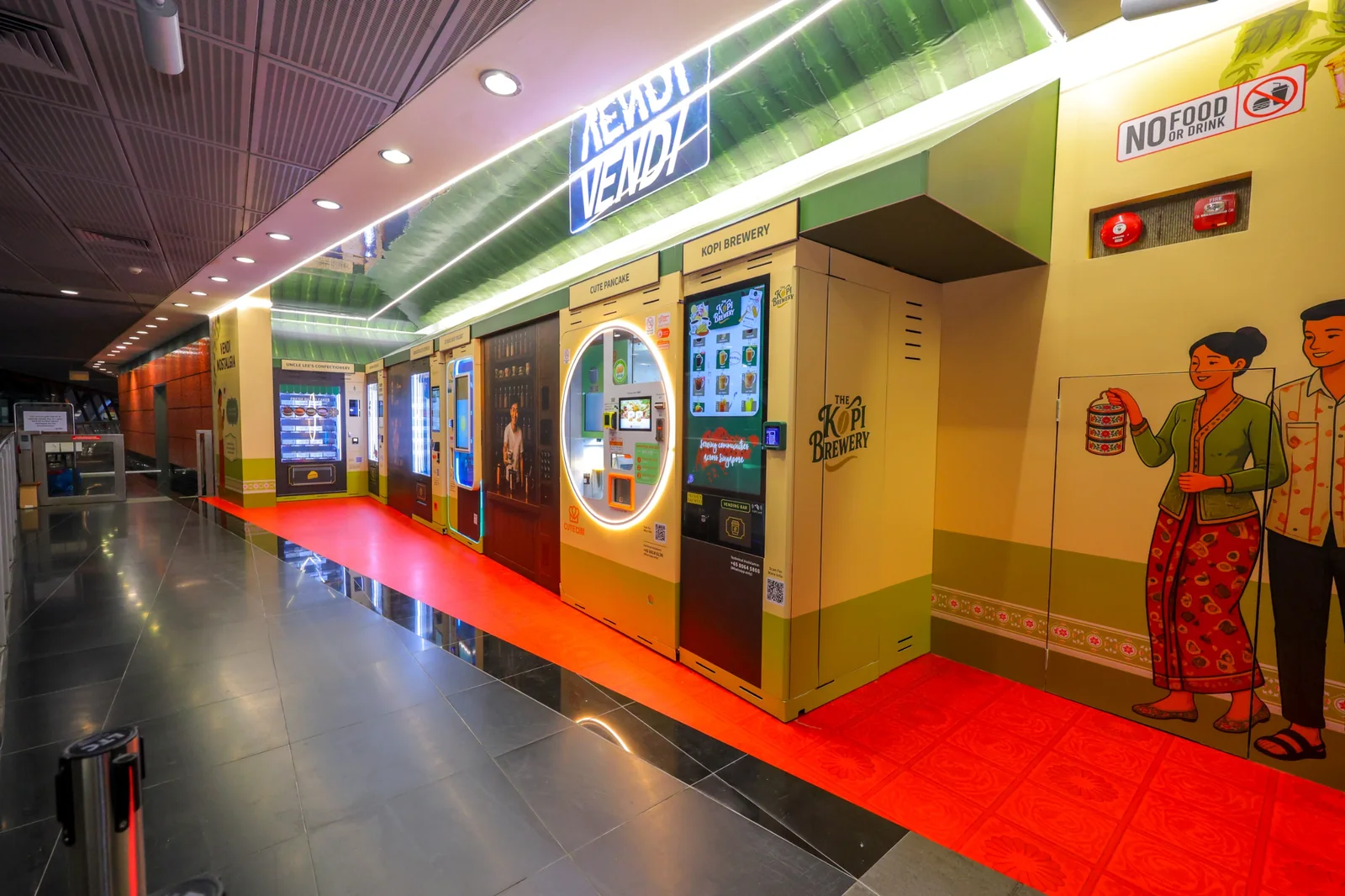 The VENDI space at Paya Lebar MRT, with the Uncle Lee Confectionery machine at the far end